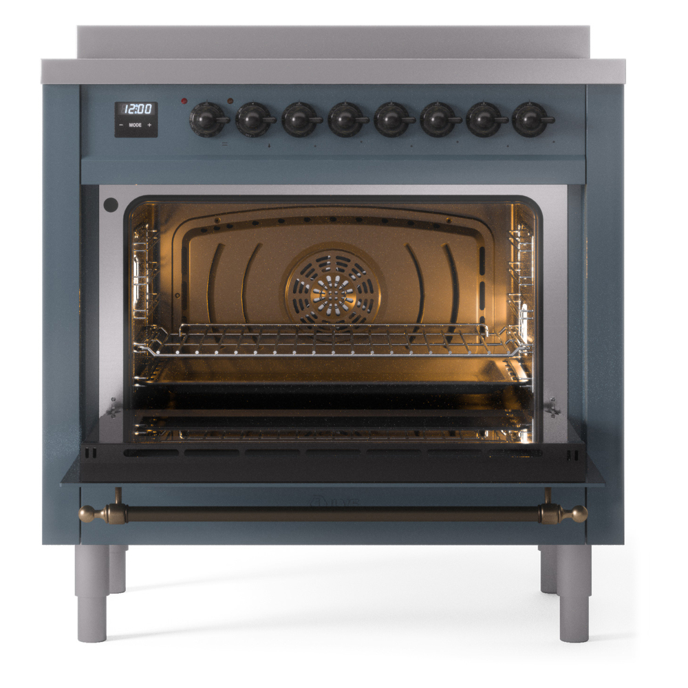 ILVE UPI366NMPBGB Nostalgie II 36" Induction Range, oven door opened
