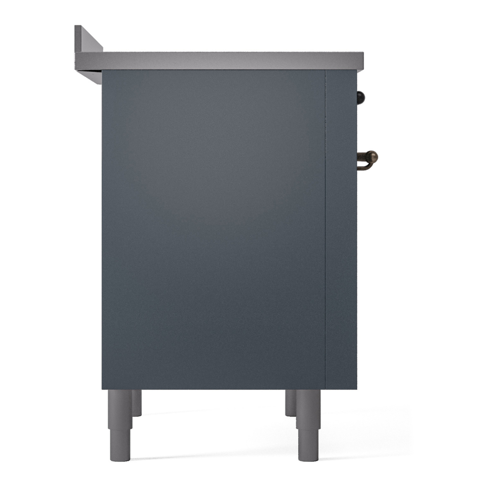 ILVE UPI366NMPBGB Nostalgie II 36 inch Induction Range with 6 Elements (Triple Glass Door, Blue Grey, Burnished) 10 ILVE UPI366NMPBGB Nostalgie II 36" Induction Range, left side view