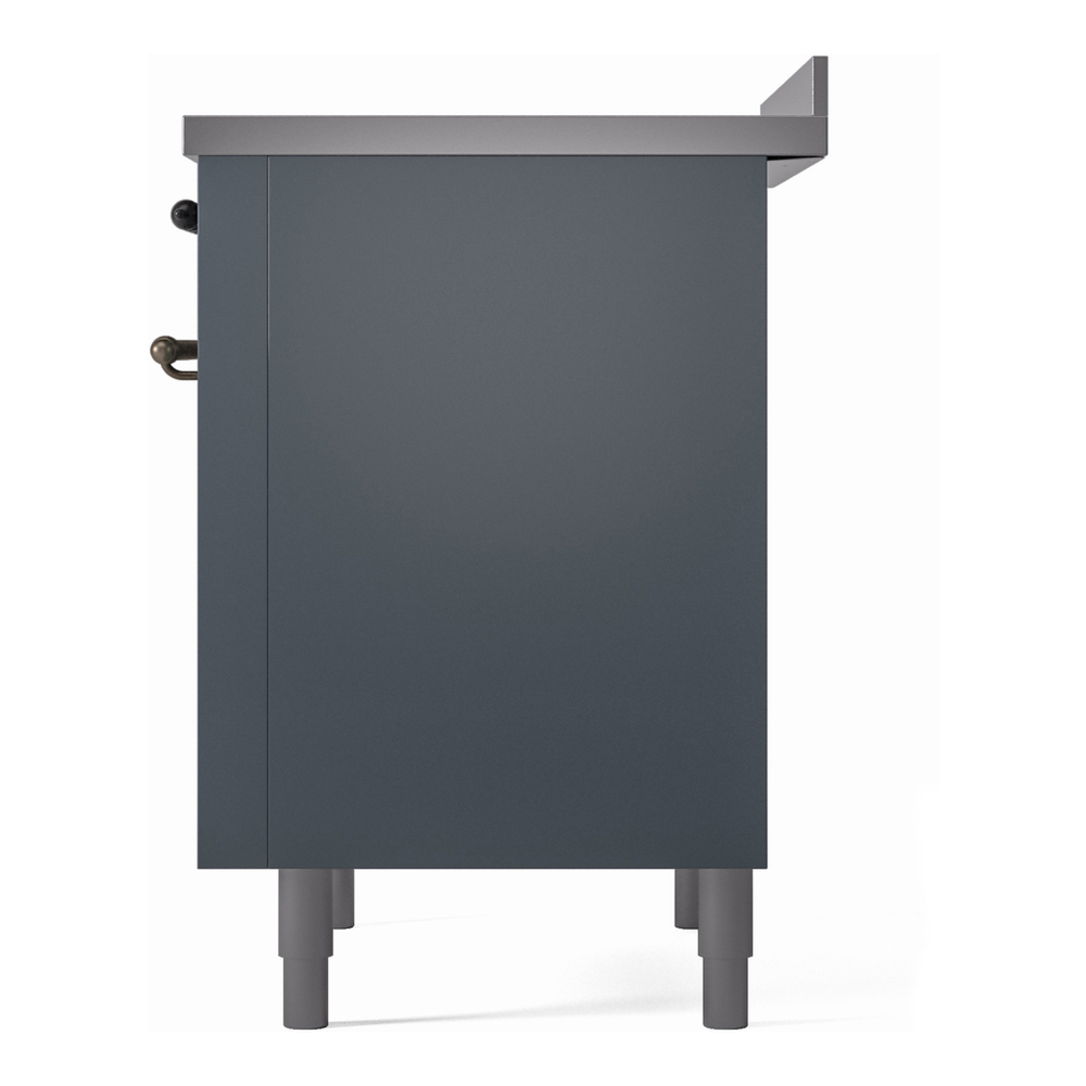 ILVE UPI366NMPBGB Nostalgie II 36 inch Induction Range with 6 Elements (Triple Glass Door, Blue Grey, Burnished) 11 ILVE UPI366NMPBGB Nostalgie II 36" Induction Range, right side view