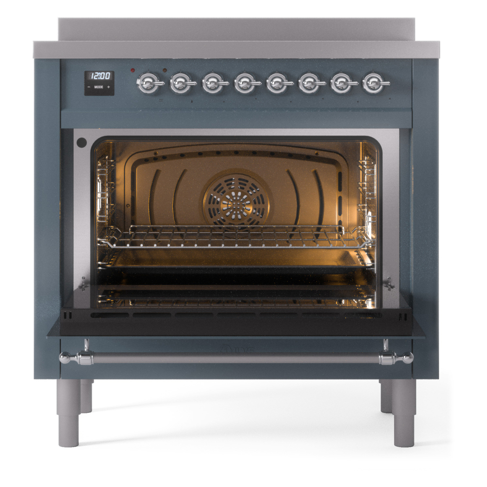ILVE UPI366NMPBGC Nostalgie II 36" Induction Range, oven door opened