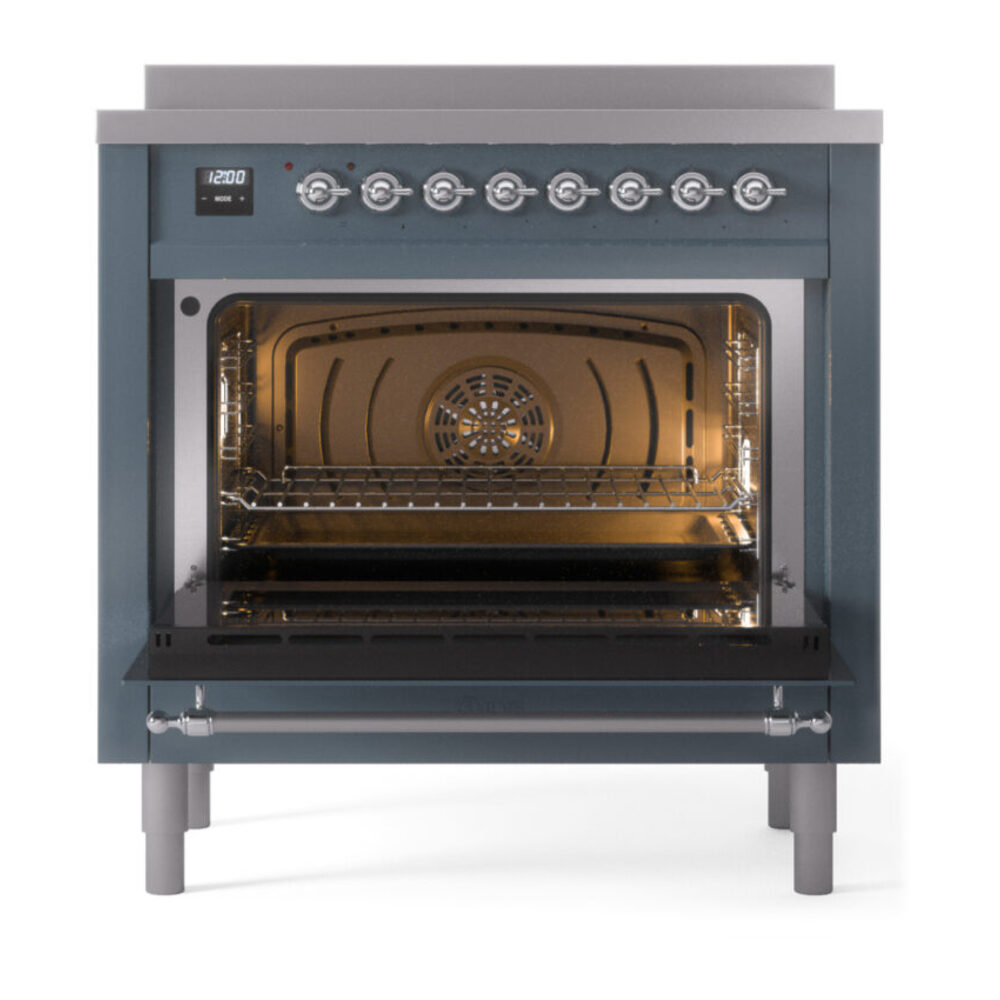ILVE UPI366NMPBGC Nostalgie II 36" Induction Range, oven door opened