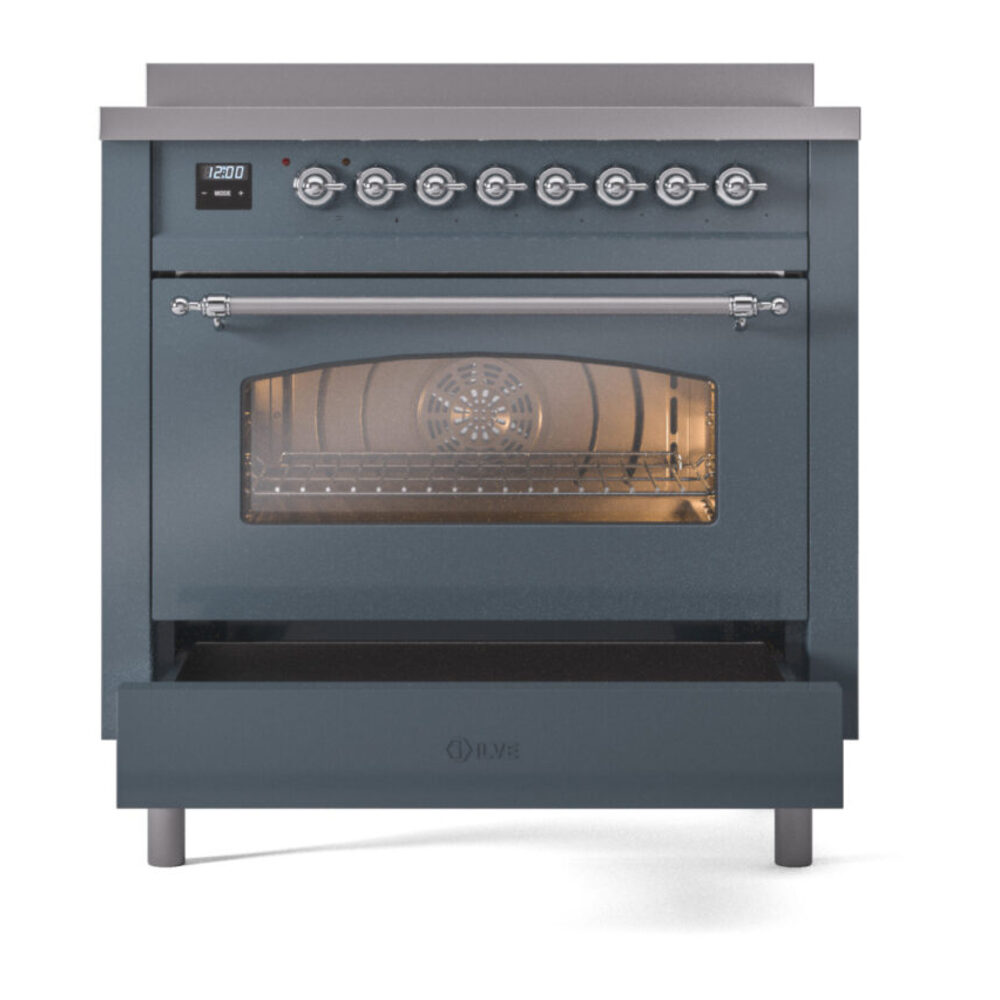 ILVE UPI366NMPBGC Nostalgie II 36" Induction Range, drawer opened