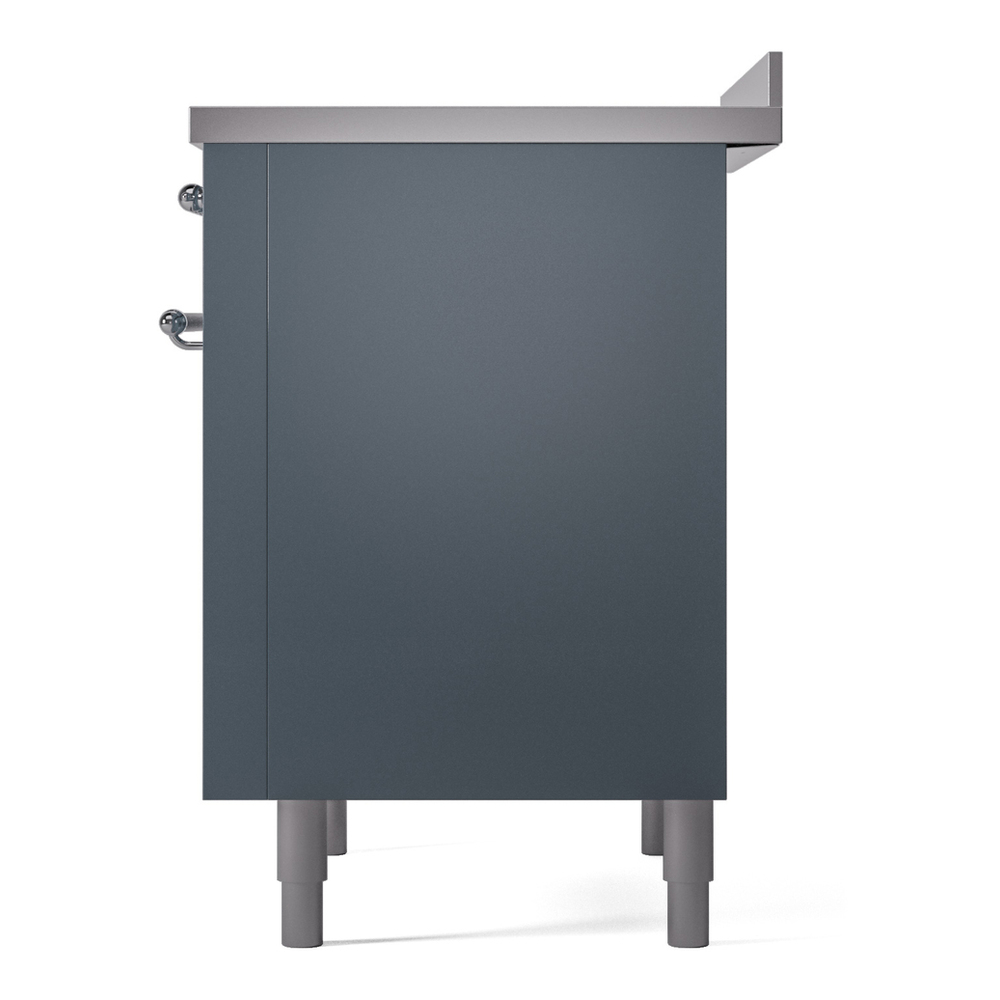 ILVE UPI366NMPBGC Nostalgie II 36 inch Induction Range with 6 Elements (Triple Glass Door, Blue Grey, Chrome) 11 ILVE UPI366NMPBGC Nostalgie II 36" Induction Range, right side view
