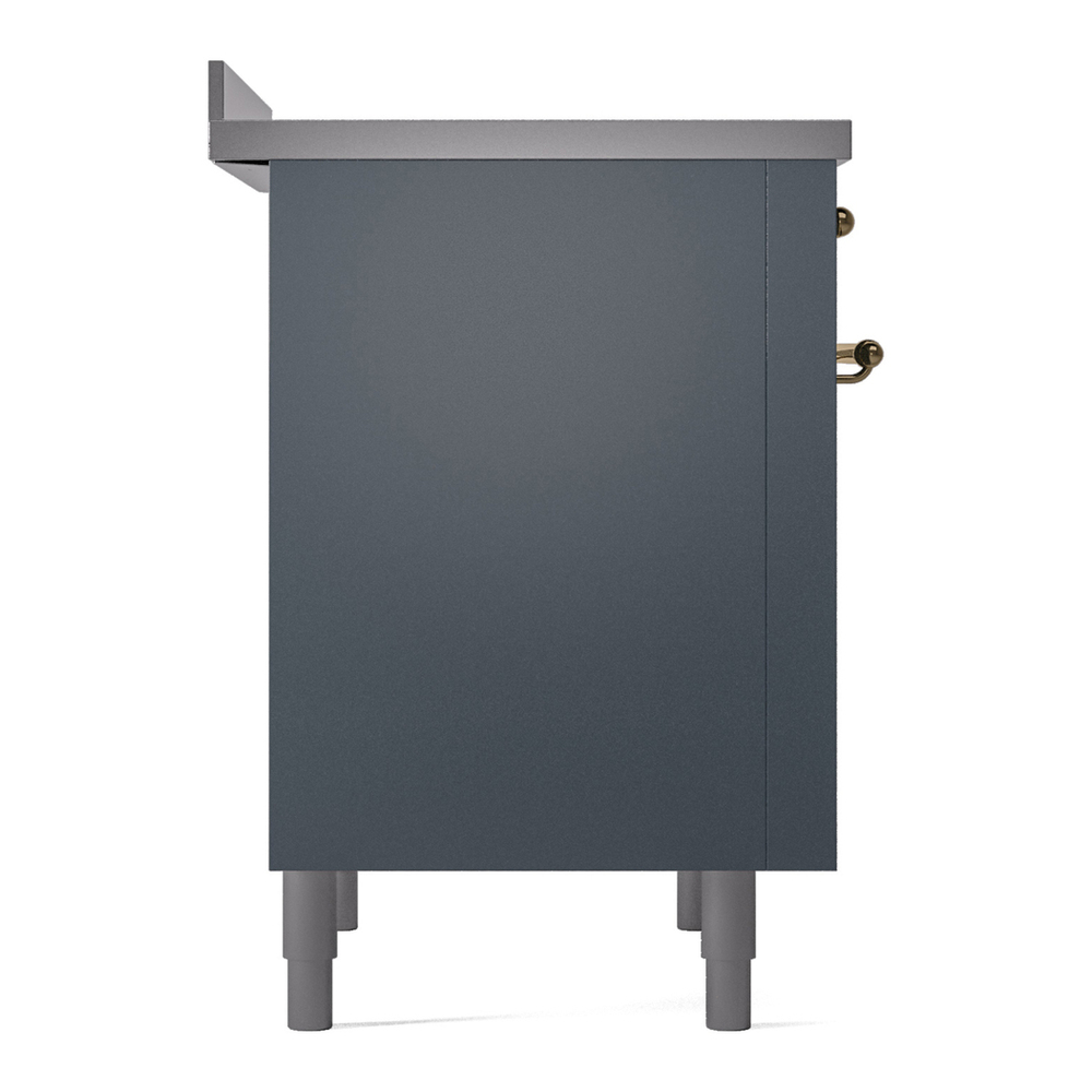 ILVE UPI366NMPBGG Nostalgie II 36 inch Induction Range with 6 Elements (Triple Glass Door, Blue Grey, Brass) 10 ILVE UPI366NMPBGG Nostalgie II 36" Induction Range, left side view