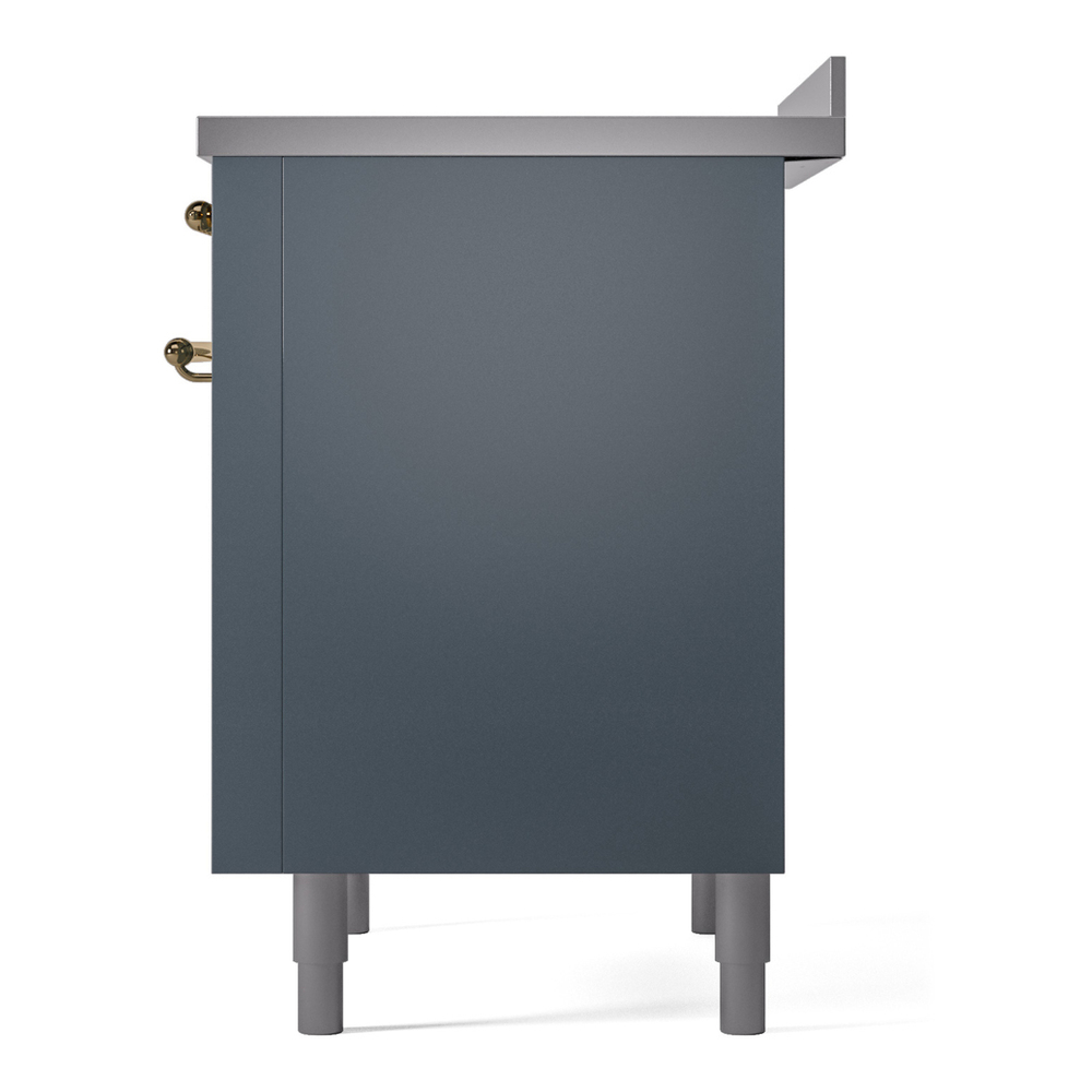 ILVE UPI366NMPBGG Nostalgie II 36 inch Induction Range with 6 Elements (Triple Glass Door, Blue Grey, Brass) 11 ILVE UPI366NMPBGG Nostalgie II 36" Induction Range, right side view
