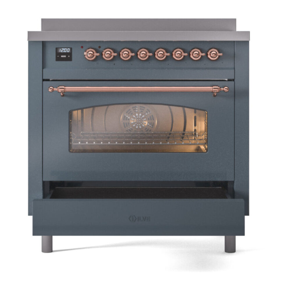 ILVE UPI366NMPBGP Nostalgie II 36" Induction Range, drawer opened