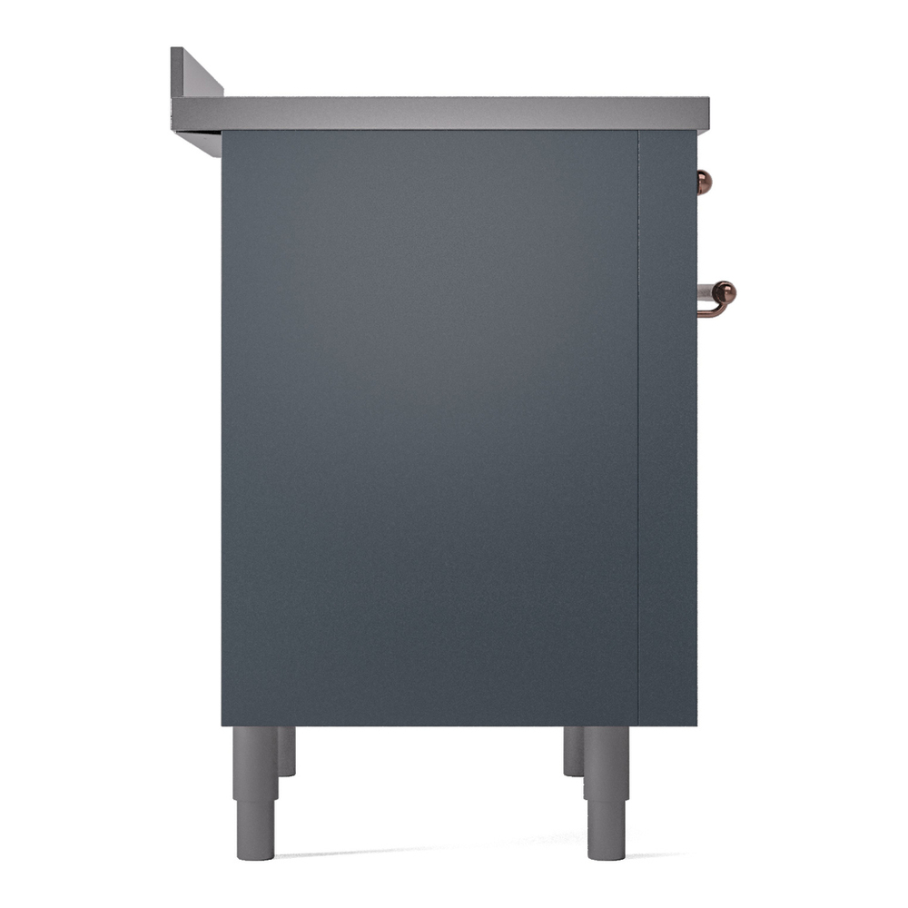 ILVE UPI366NMPBGP Nostalgie II 36 inch Induction Range with 6 Elements (Triple Glass Door, Blue Grey, Copper) 10 ILVE UPI366NMPBGP Nostalgie II 36" Induction Range, left side view