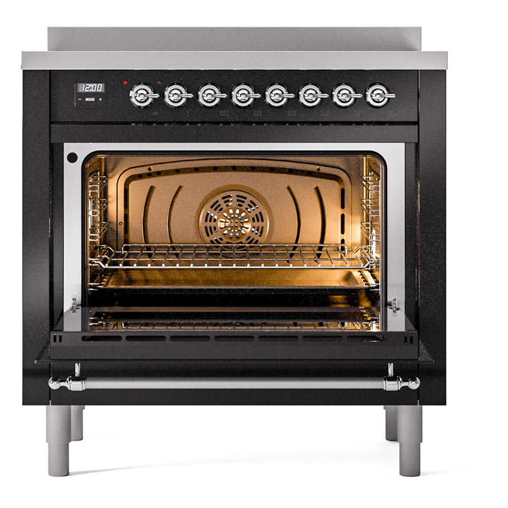 ILVE UPI366NMPBKC Nostalgie II 36" Induction Range, oven door opened