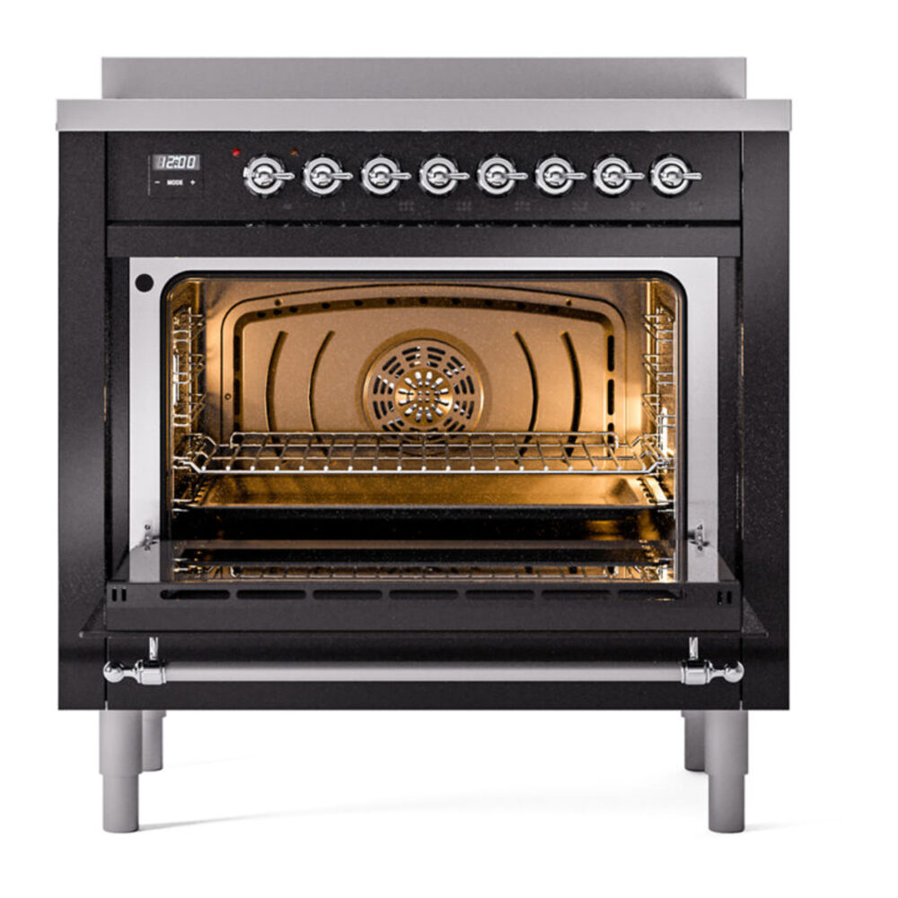 ILVE UPI366NMPBKC Nostalgie II 36" Induction Range, oven door opened