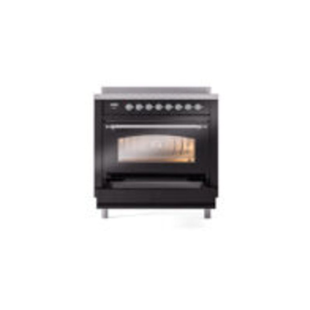 ILVE UPI366NMPBKC Nostalgie II 36" Induction Range, drawer opened