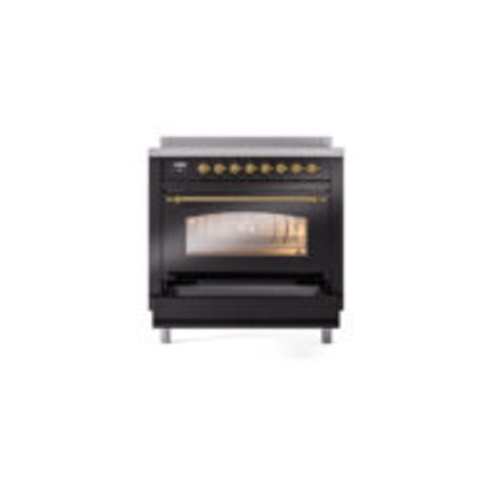 ILVE UPI366NMPBKG Nostalgie II 36" Induction Range, drawer opened