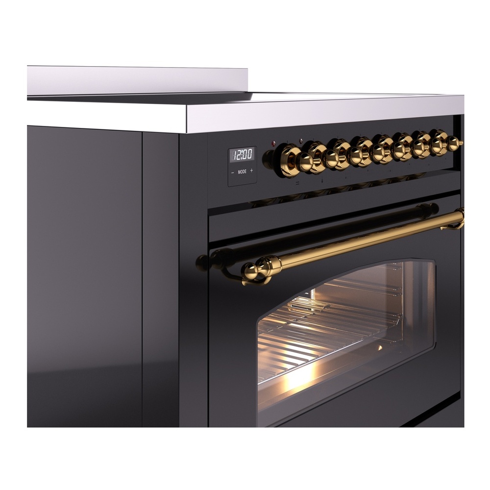 ILVE UPI366NMPBKG Nostalgie II 36 inch Induction Range with 6 Elements (Triple Glass Door, Glossy Black, Brass) 8 ILVE UPI366NMPBKG Nostalgie II 36" Induction Range, details