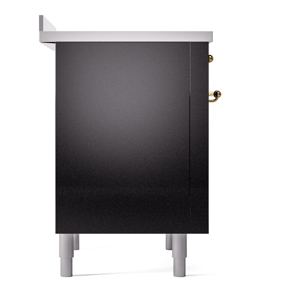 ILVE UPI366NMPBKG Nostalgie II 36 inch Induction Range with 6 Elements (Triple Glass Door, Glossy Black, Brass) 10 ILVE UPI366NMPBKG Nostalgie II 36" Induction Range, left side view
