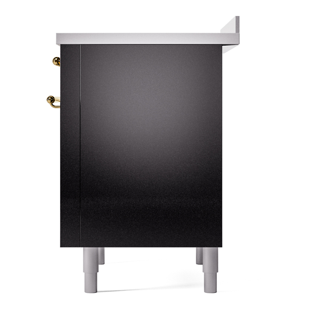 ILVE UPI366NMPBKG Nostalgie II 36 inch Induction Range with 6 Elements (Triple Glass Door, Glossy Black, Brass) 11 ILVE UPI366NMPBKG Nostalgie II 36" Induction Range, right side view