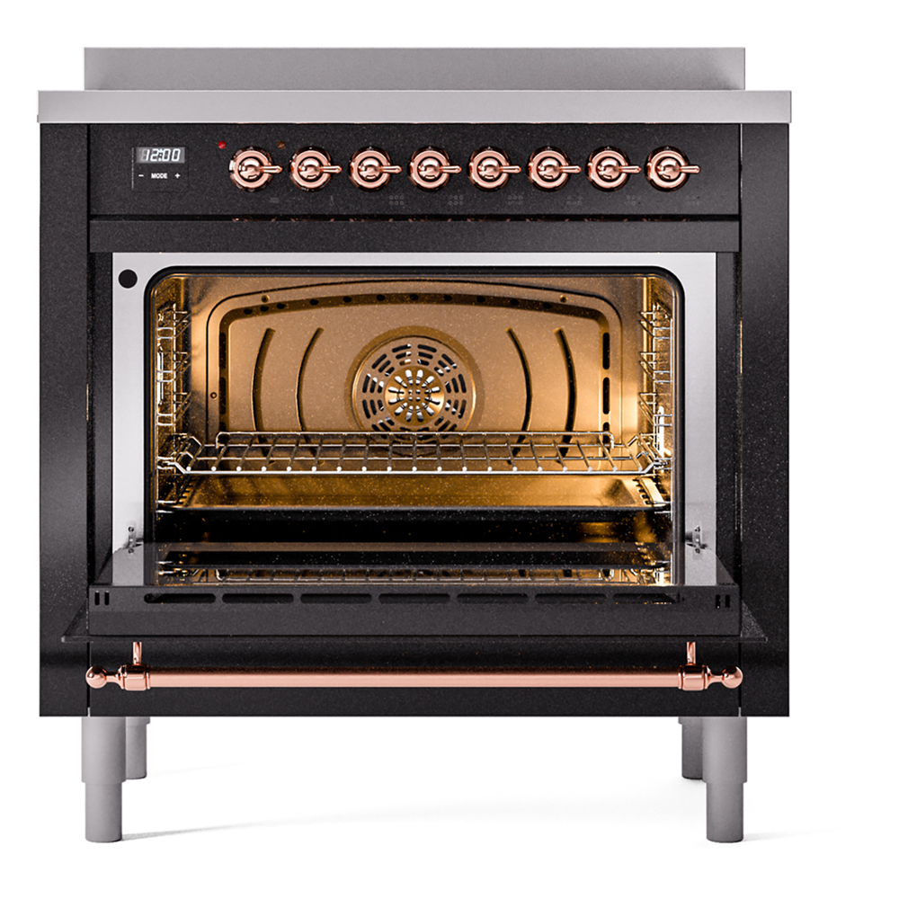 ILVE UPI366NMPBKP Nostalgie II 36" Induction Range, oven door opened