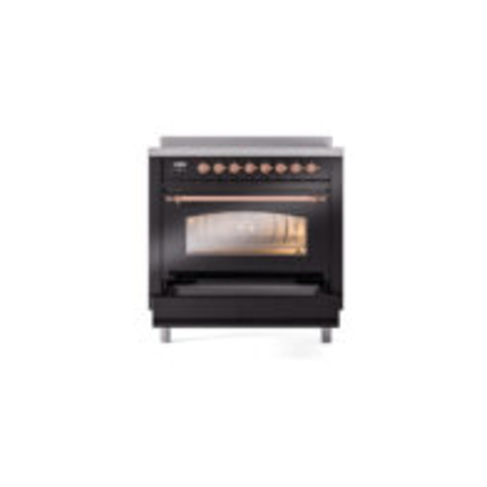 ILVE UPI366NMPBKP Nostalgie II 36" Induction Range, drawer opened