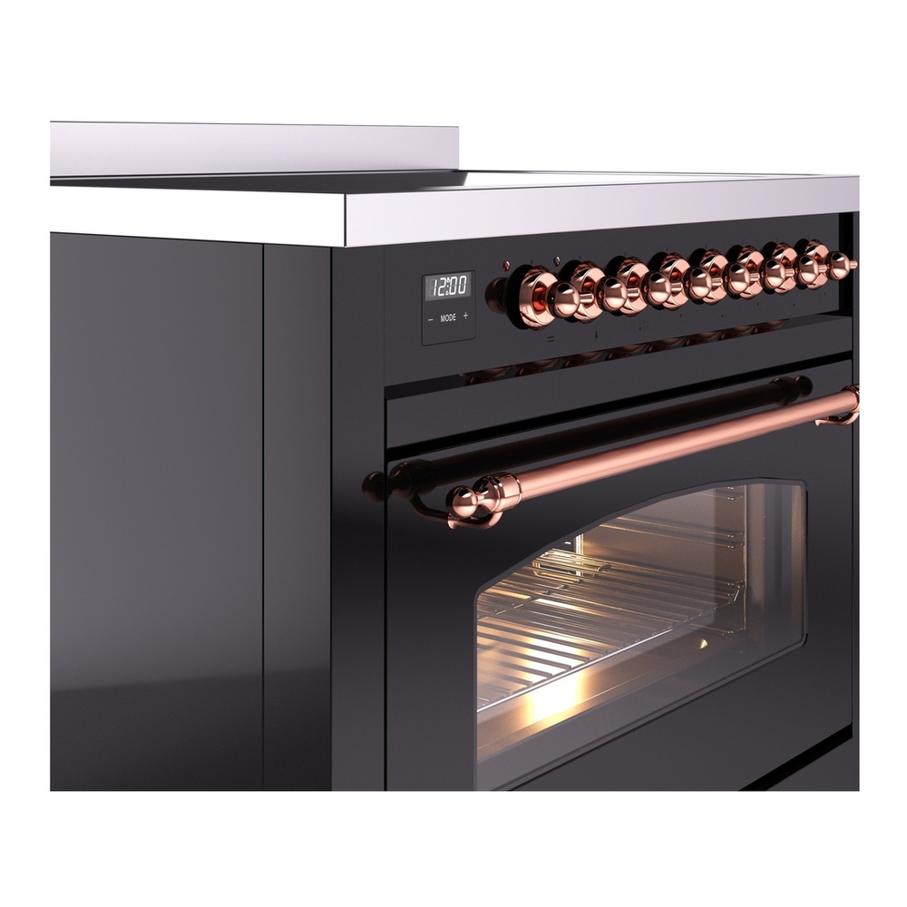 ILVE UPI366NMPBKP Nostalgie II 36 inch Induction Range with 6 Elements (Triple Glass Door, Glossy Black, Copper) 8 ILVE UPI366NMPBKP Nostalgie II 36" Induction Range, details