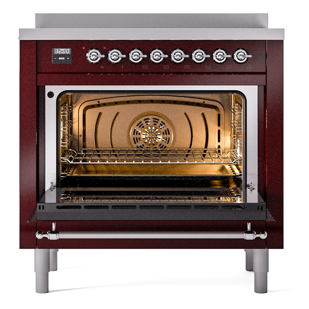 ILVE UPI366NMPBUC Nostalgie II 36" Induction Range, oven door opened