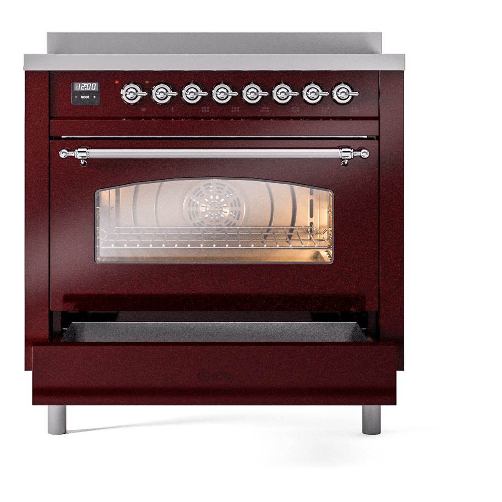 ILVE UPI366NMPBUC Nostalgie II 36" Induction Range, drawer opened