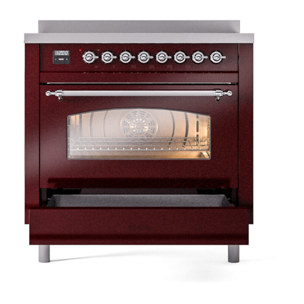 ILVE UPI366NMPBUC Nostalgie II 36" Induction Range, drawer opened