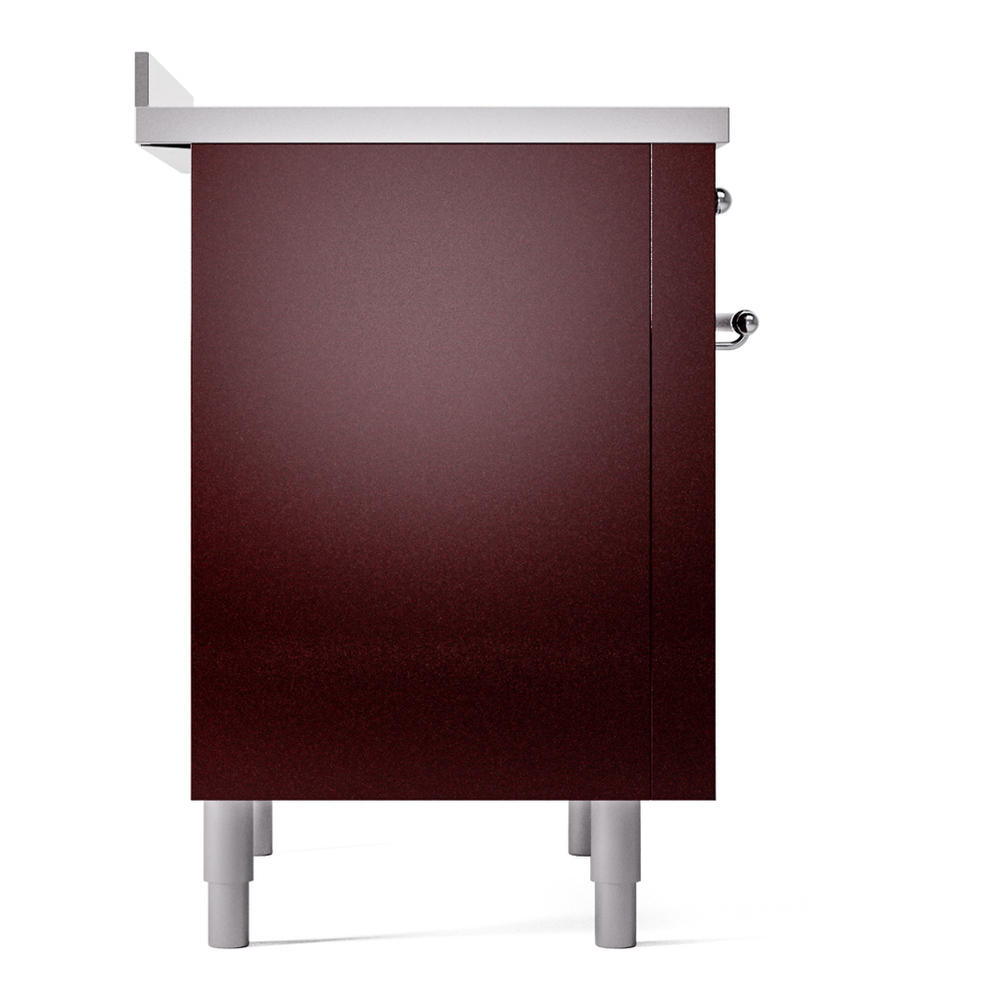 ILVE UPI366NMPBUC Nostalgie II 36 inch Induction Range with 6 Elements (Triple Glass Door, Burgundy, Chrome) 10 ILVE UPI366NMPBUC Nostalgie II 36" Induction Range, left side view