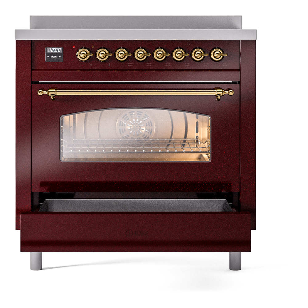 ILVE UPI366NMPBUG Nostalgie II 36" Induction Range, drawer opened