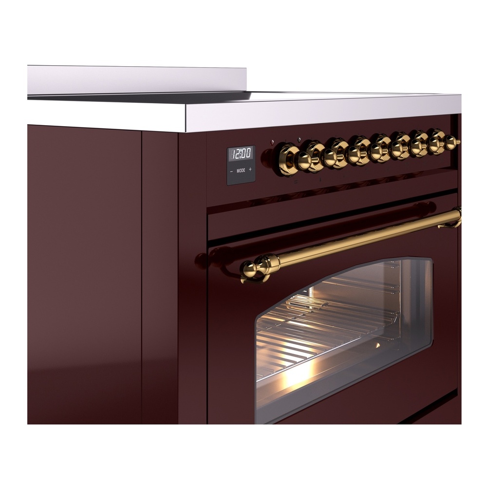 ILVE UPI366NMPBUG Nostalgie II 36 inch Induction Range with 6 Elements (Triple Glass Door, Burgundy, Brass) 8 ILVE UPI366NMPBUG Nostalgie II 36" Induction Range, details