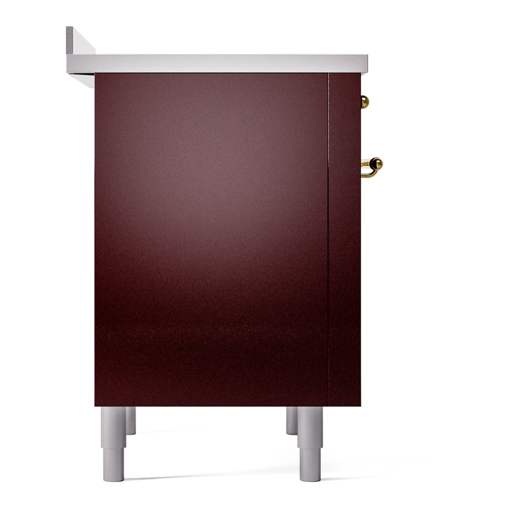 ILVE UPI366NMPBUG Nostalgie II 36 inch Induction Range with 6 Elements (Triple Glass Door, Burgundy, Brass) 10 ILVE UPI366NMPBUG Nostalgie II 36" Induction Range, left side view
