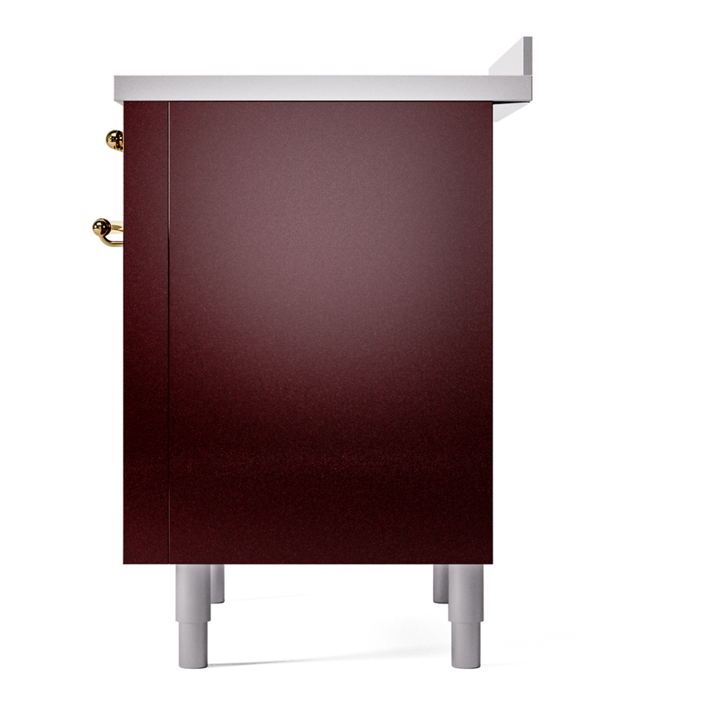 ILVE UPI366NMPBUG Nostalgie II 36 inch Induction Range with 6 Elements (Triple Glass Door, Burgundy, Brass) 11 ILVE UPI366NMPBUG Nostalgie II 36" Induction Range, right side view