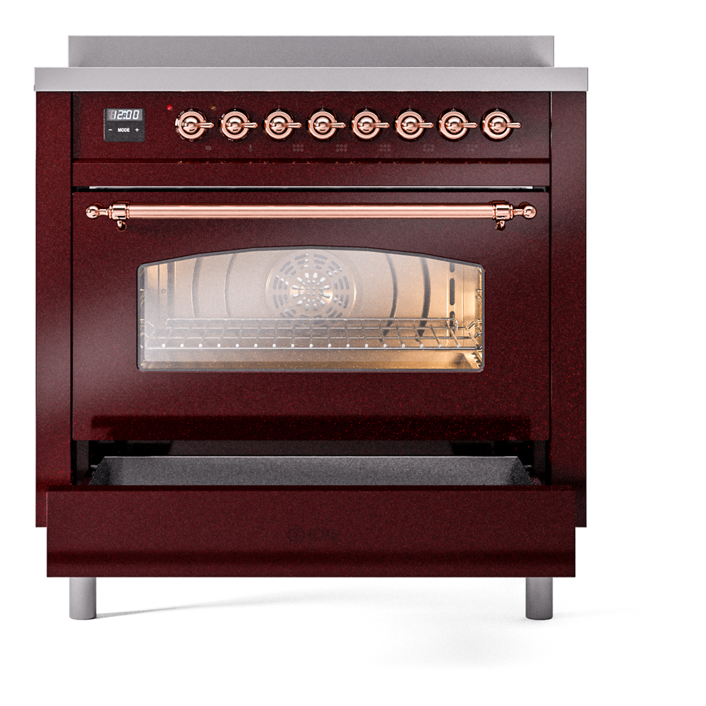 ILVE UPI366NMPBUP Nostalgie II 36" Induction Range, drawer opened