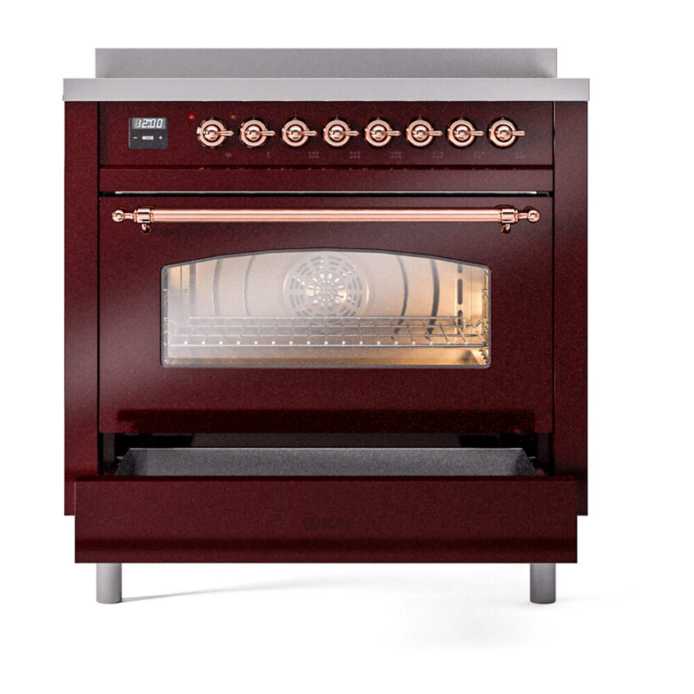 ILVE UPI366NMPBUP Nostalgie II 36" Induction Range, drawer opened