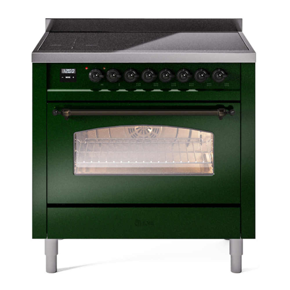 ILVE UPI366NMPEGB Nostalgie II 36 inch Induction Range with 6 Elements (Triple Glass Door, Emerald Green, Burnished)