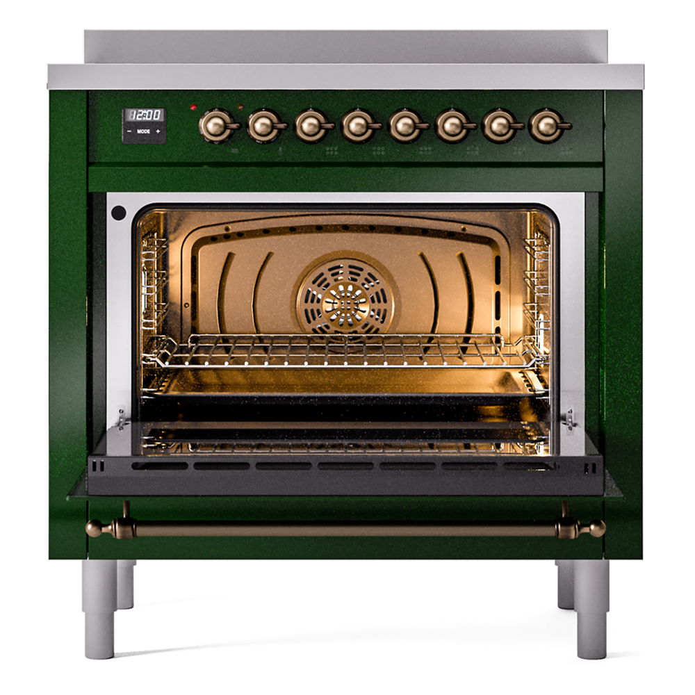 ILVE UPI366NMPEGB Nostalgie II 36" Induction Range, oven door opened