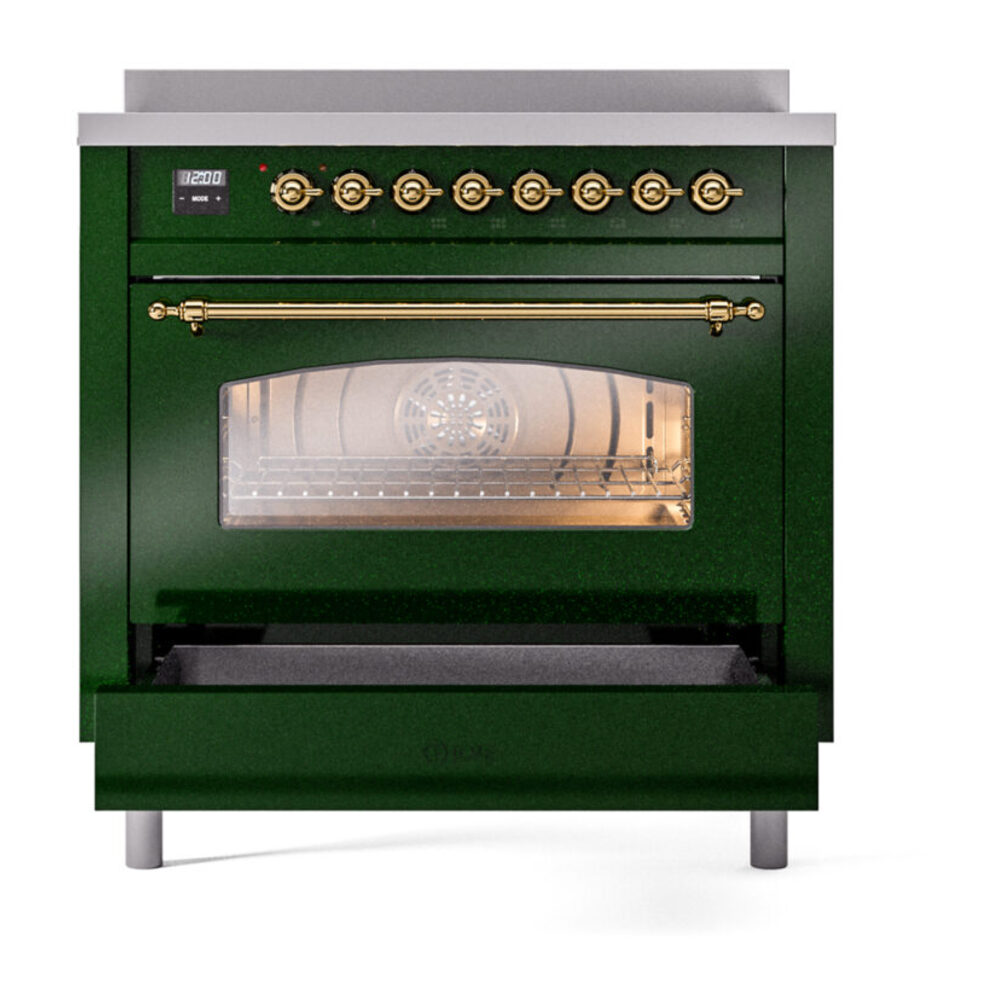 ILVE UPI366NMPEGG Nostalgie II 36" Induction Range, drawer opened