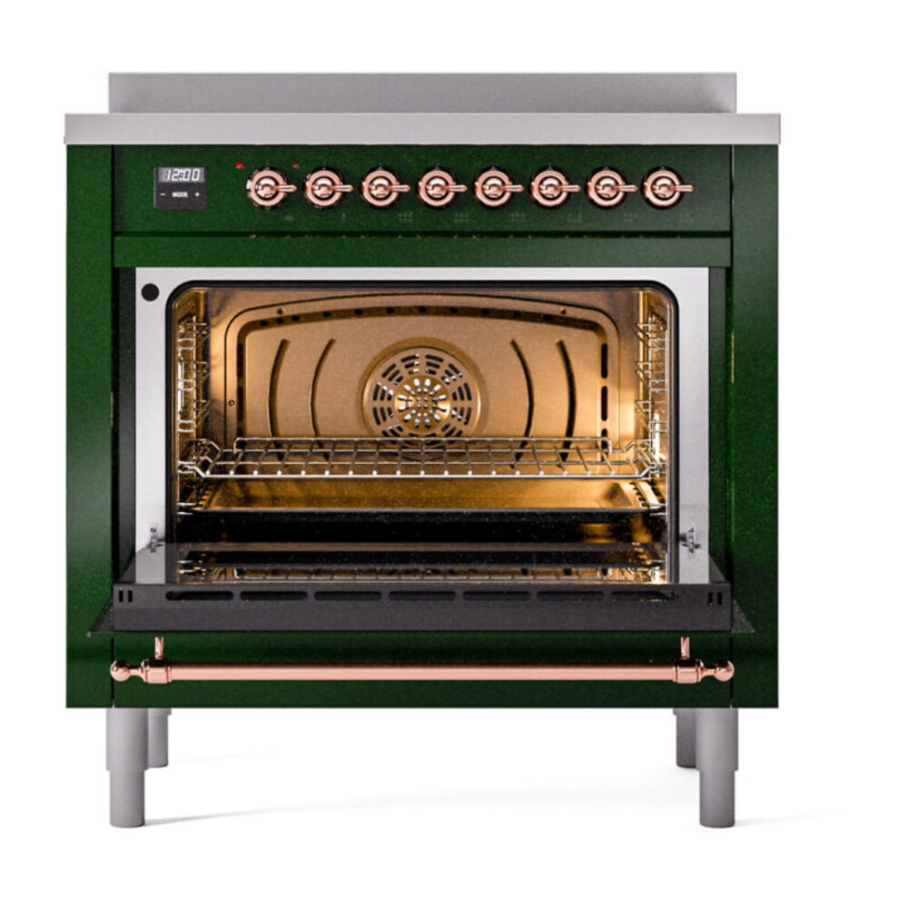 ILVE UPI366NMPEGP Nostalgie II 36" Induction Range, oven door opened