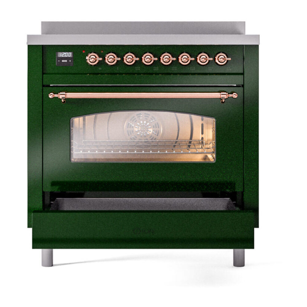 ILVE UPI366NMPEGP Nostalgie II 36" Induction Range, drawer opened