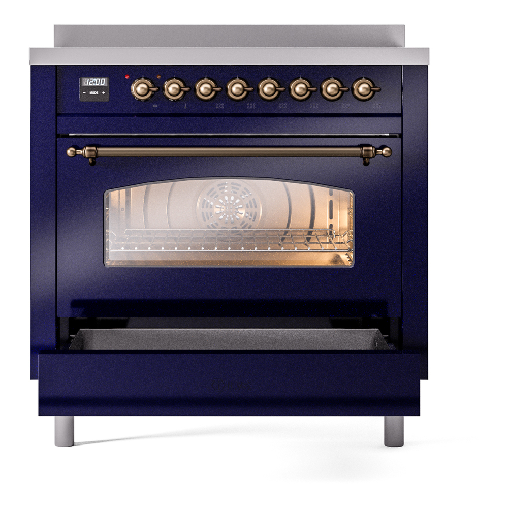 ILVE UPI366NMPMBB Nostalgie II 36" Induction Range, drawer opened