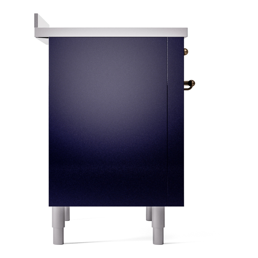 ILVE UPI366NMPMBB Nostalgie II 36 inch Induction Range with 6 Elements (Triple Glass Door, Midnight Blue, Burnished) 10 ILVE UPI366NMPMBB Nostalgie II 36" Induction Range, left side view