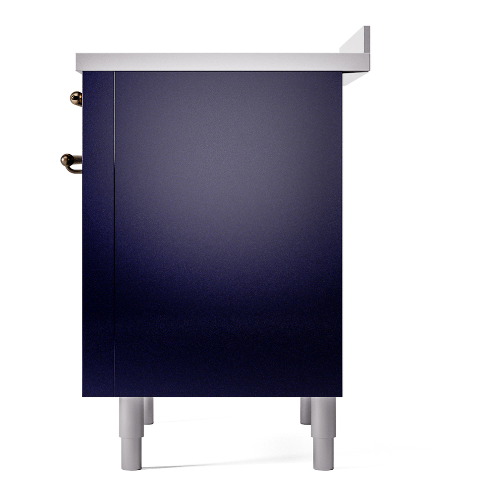 ILVE UPI366NMPMBB Nostalgie II 36 inch Induction Range with 6 Elements (Triple Glass Door, Midnight Blue, Burnished) 11 ILVE UPI366NMPMBB Nostalgie II 36" Induction Range, right side view