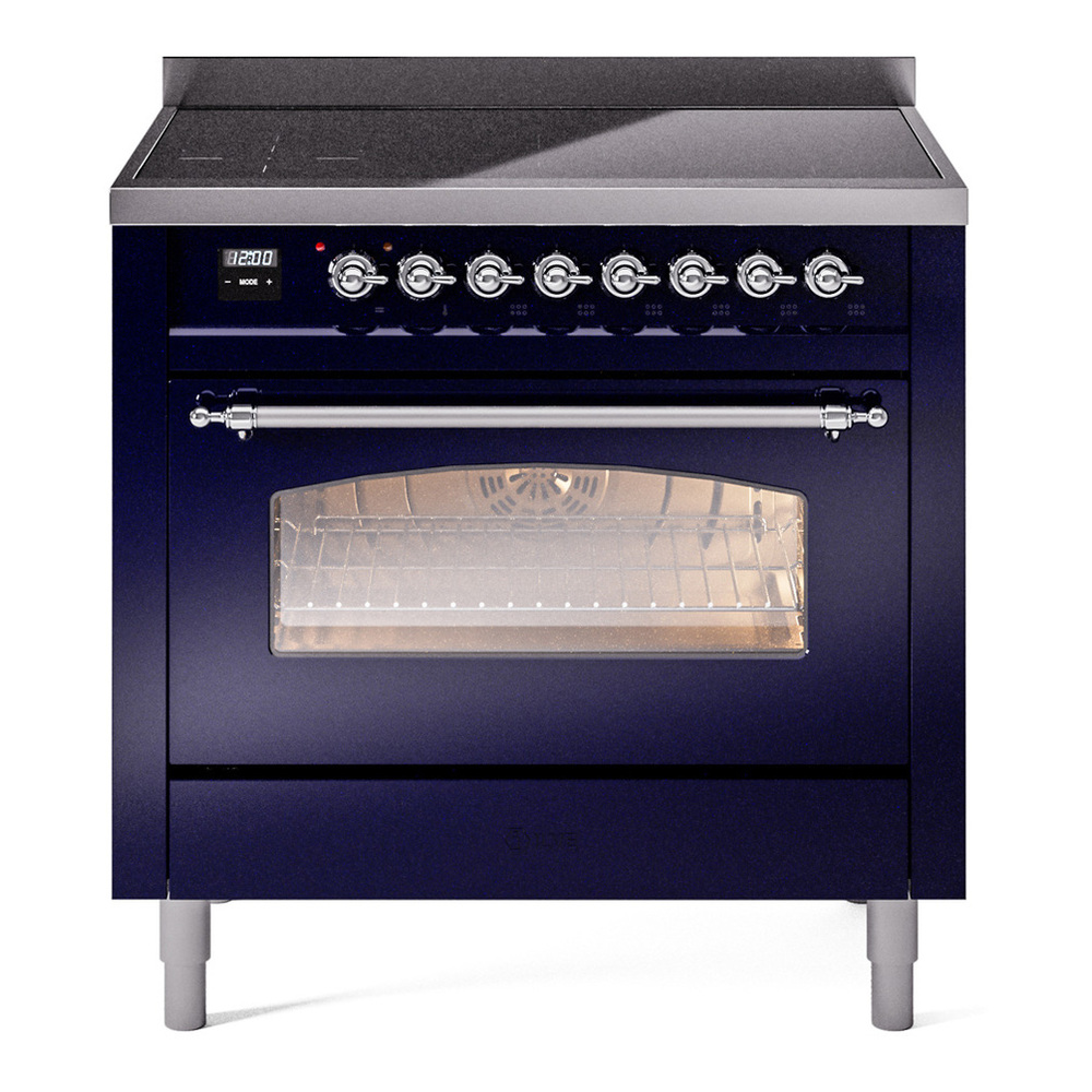 ILVE UPI366NMPMBC Nostalgie II 36 inch Induction Range with 6 Elements (Triple Glass Door, Midnight Blue, Chrome) 1 UPI366NMPMBC
