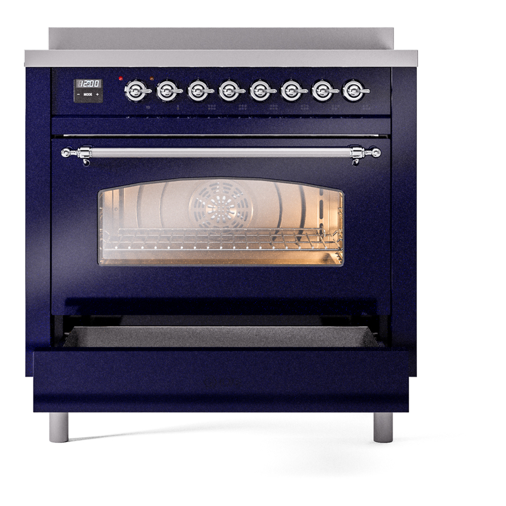 ILVE UPI366NMPMBC Nostalgie II 36" Induction Range, drawer opened