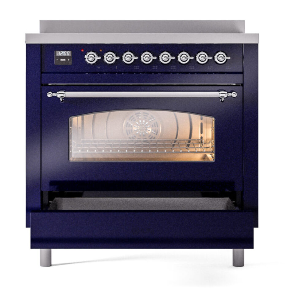 ILVE UPI366NMPMBC Nostalgie II 36" Induction Range, drawer opened