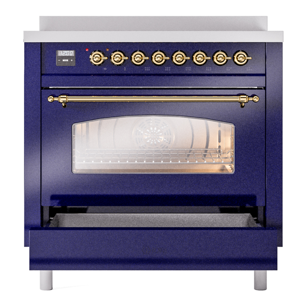 ILVE UPI366NMPMBG Nostalgie II 36" Induction Range, drawer opened
