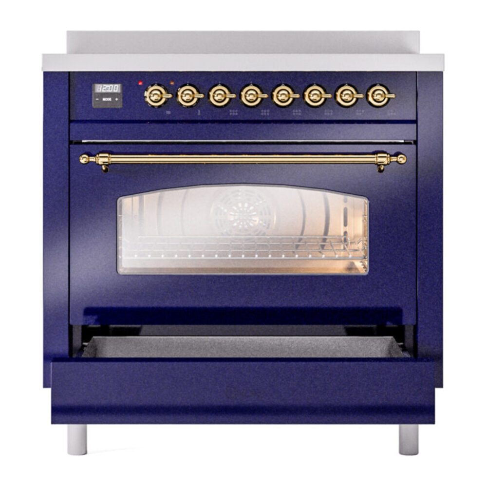 ILVE UPI366NMPMBG Nostalgie II 36" Induction Range, drawer opened