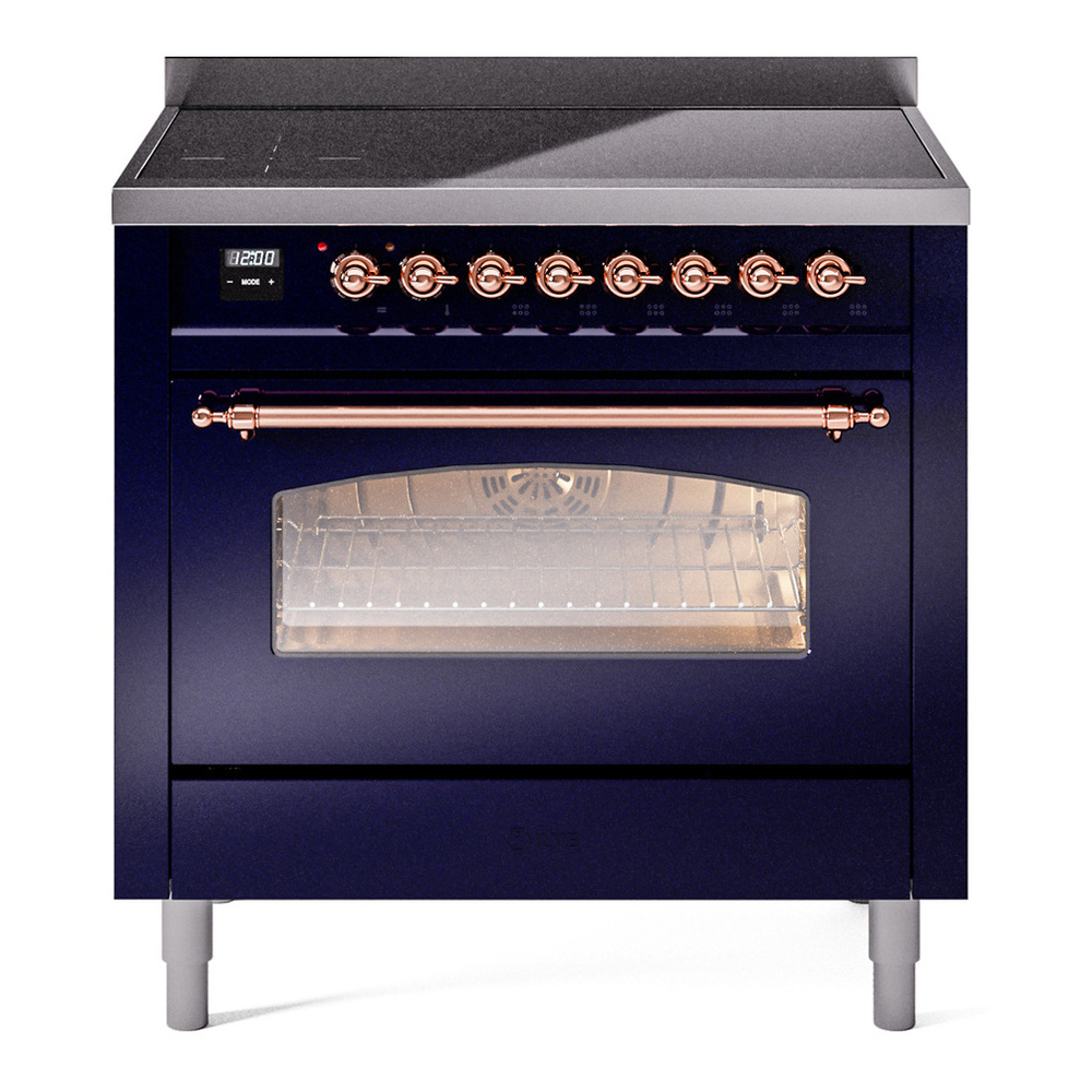 ILVE UPI366NMPMBP Nostalgie II 36 inch Induction Range with 6 Elements (Triple Glass Door, Midnight Blue, Copper)