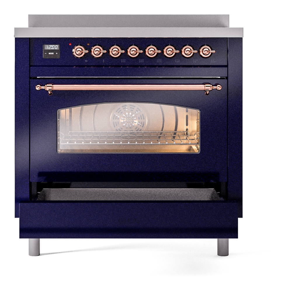 ILVE UPI366NMPMBP Nostalgie II 36" Induction Range, drawer opened
