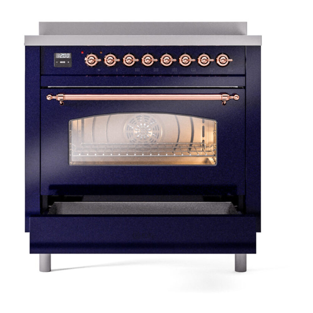 ILVE UPI366NMPMBP Nostalgie II 36" Induction Range, drawer opened
