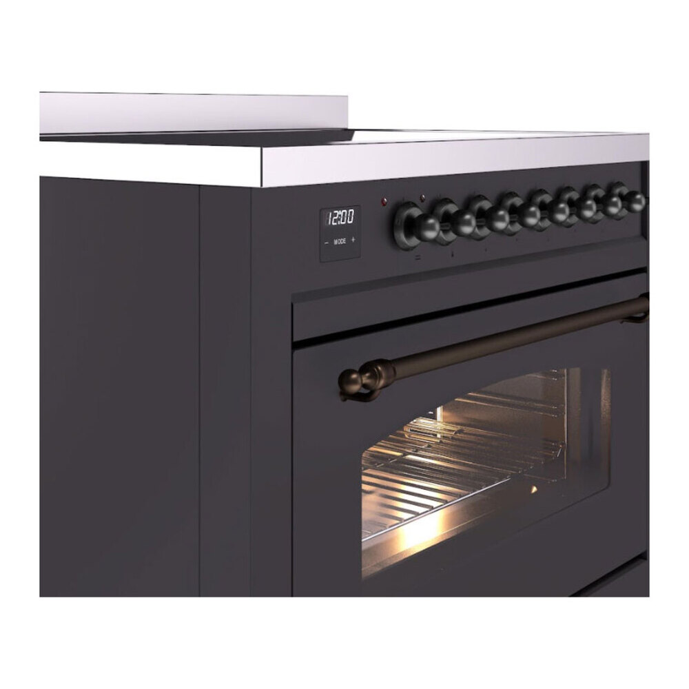 ILVE UPI366NMPMGB Nostalgie II 36 inch Induction Range with 6 Elements (Triple Glass Door, Graphite Matte, Burnished) 8 ILVE UPI366NMPMGB close up details