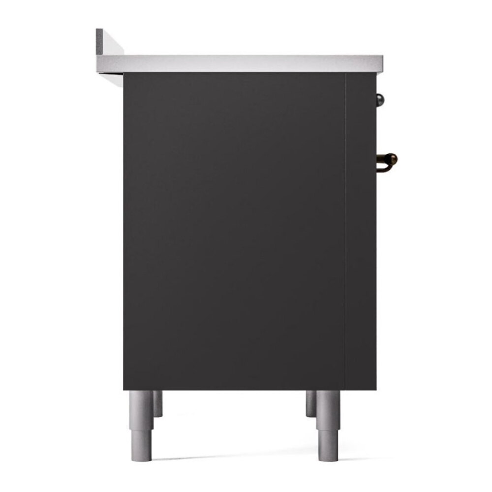 ILVE UPI366NMPMGB Nostalgie II 36 inch Induction Range with 6 Elements (Triple Glass Door, Graphite Matte, Burnished) 9 ILVE UPI366NMPMGB left side