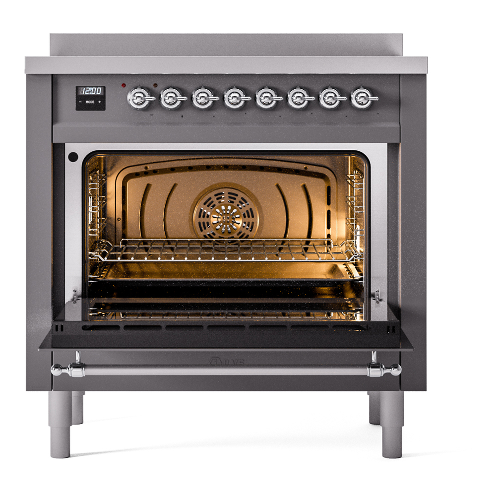 ILVE UPI366NMPMGC Nostalgie II 36" Induction Range, oven door opened